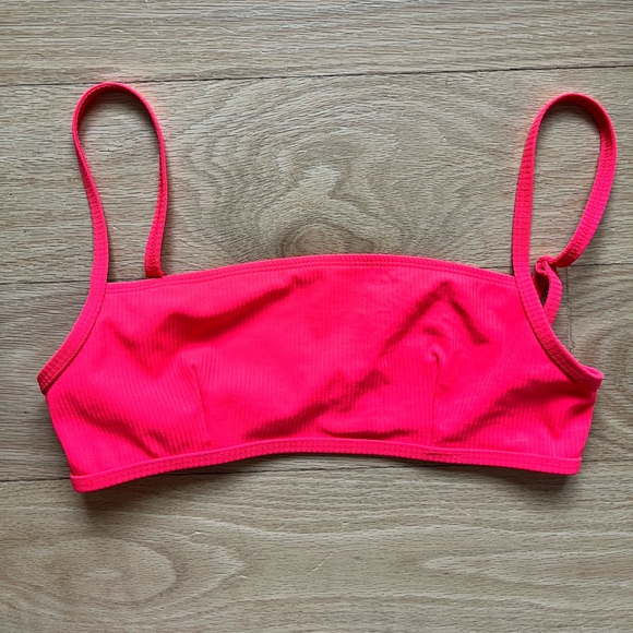 ASOS Neon Pink String Back Bikini Ribbed SET - Picture 2 of 6